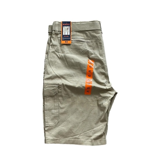 MENS WEAR FIRST FREE BAND Cargo Work Shorts Khaki 42 Relaxed Fit 11 IN NWT - Picture 2 of 4